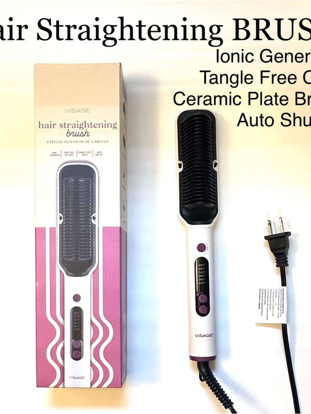 Hair Straightener BRUSH Ceramic Plate Styling Tool